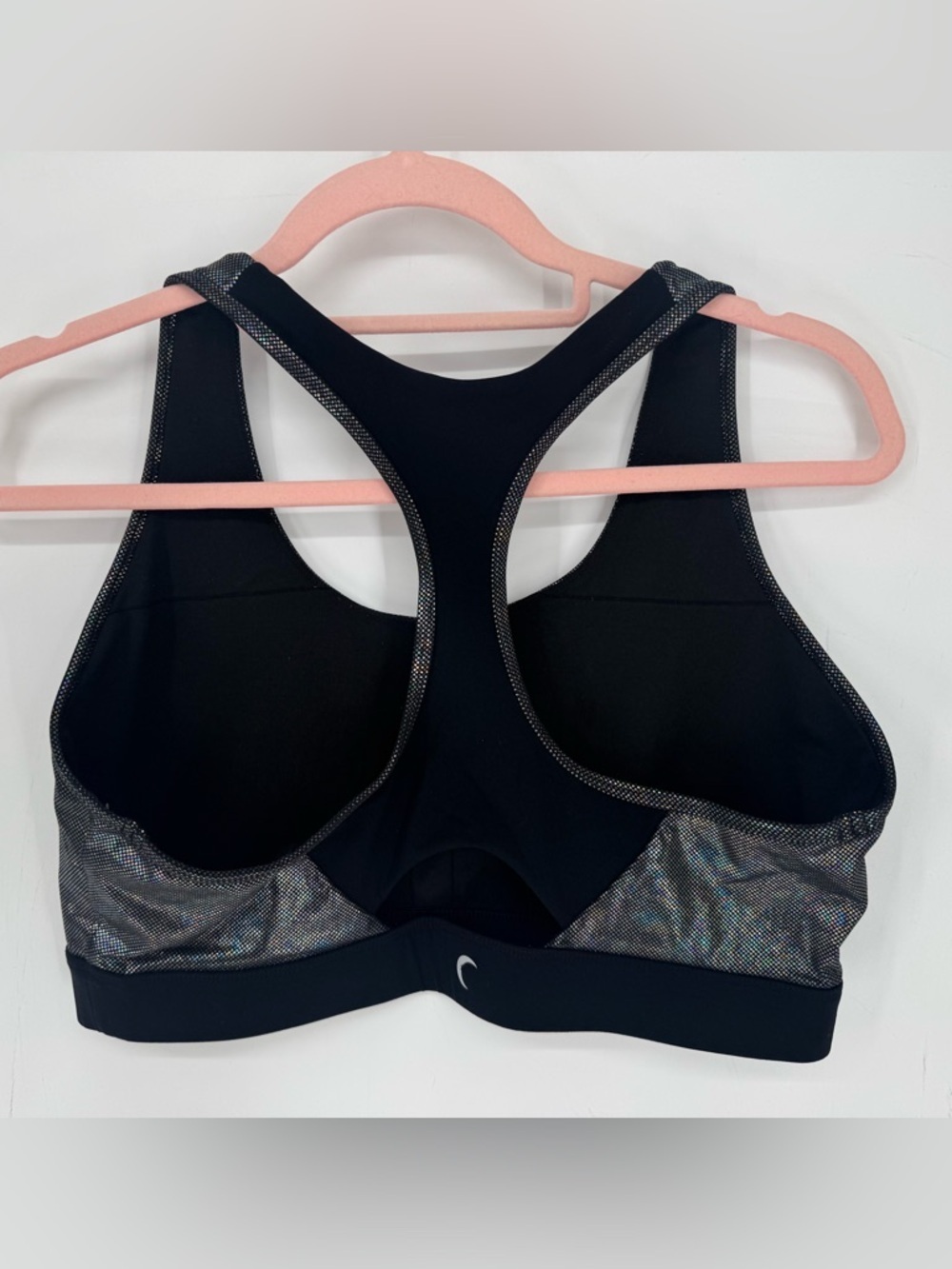 Zyia Active Women's Shimmery Black Racerback Sports Bra With Cut Out Size XL - Picture 2 of 5